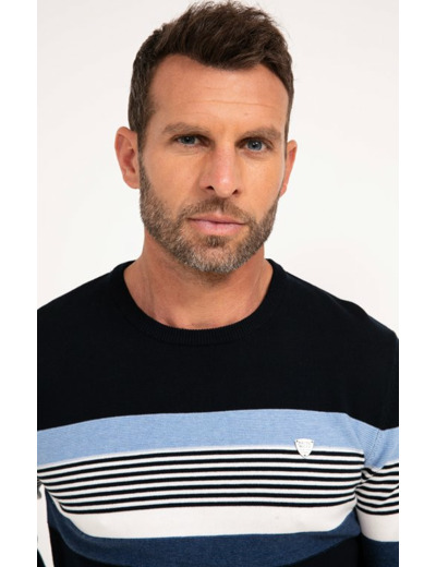 Pull col rond rayé Blueray