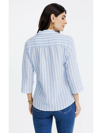 Chemise rayée imprimé fleurs