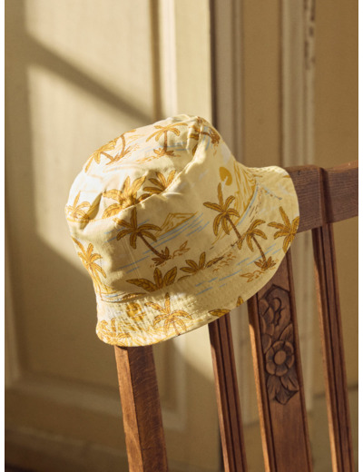 Chapeau reversible jaune et marron