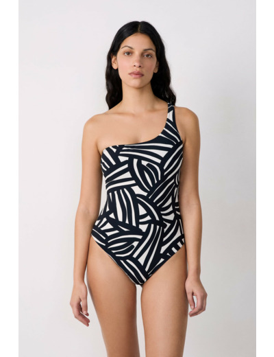 Maillot de bain 1 pièce asymétrique imprimé