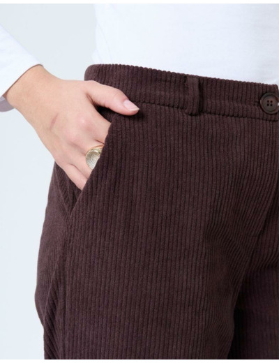 Pantalon long droit uni MARRON Femme