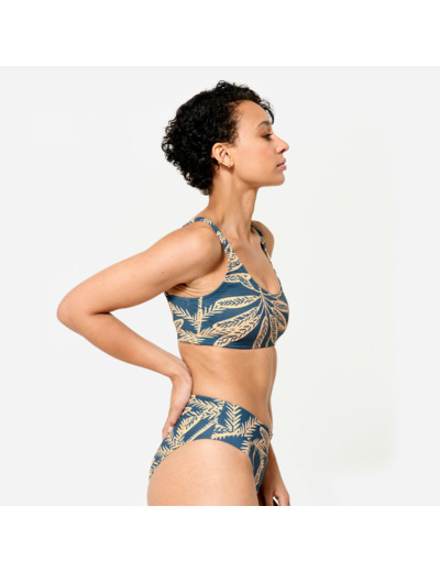 Haut de maillot brassière surf Femme - Aurely palmer bleu