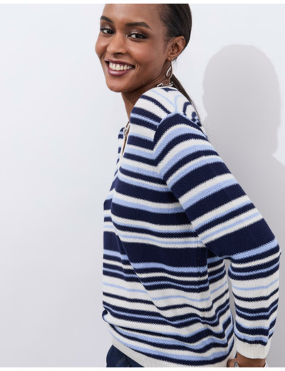 Pull fin rayé BLEU Femme