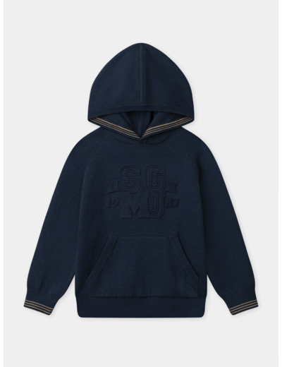 Sweat à capuche bleu foncé à broderie "SGMJ" Garçon